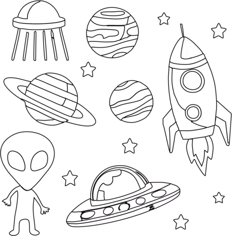 In Outer Space Coloring Page